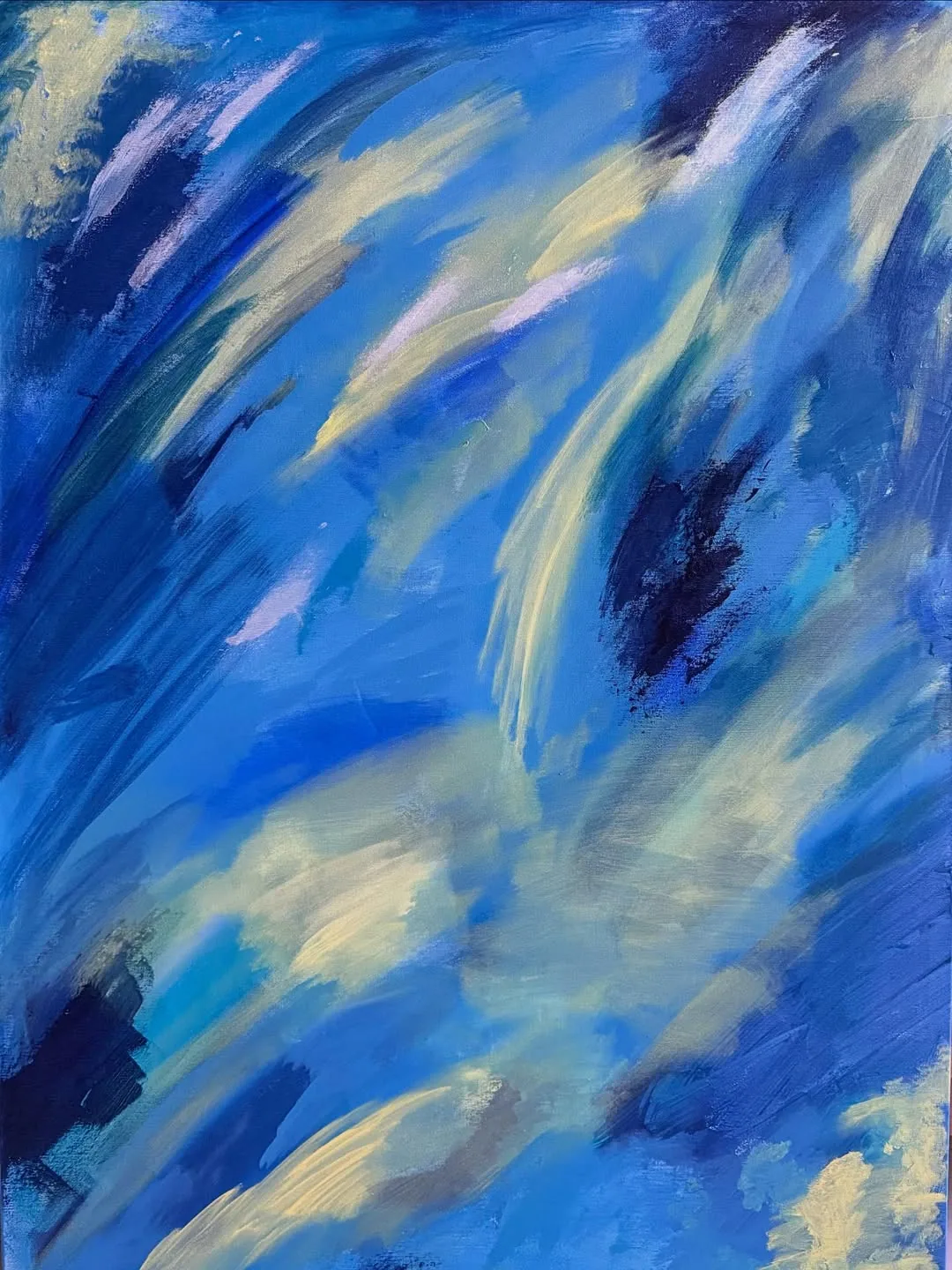 Celestial Drift — original mixed-media artwork by Alyne Perfeito, 70 x 100 cm (27 x 39 in), Luminous Rebirth series, 2025