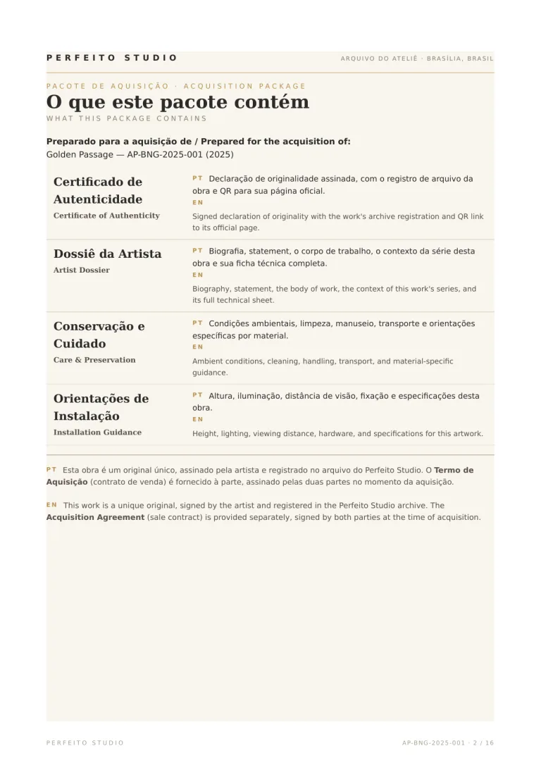 Certificate of Authenticity — Golden Passage, Perfeito Studio