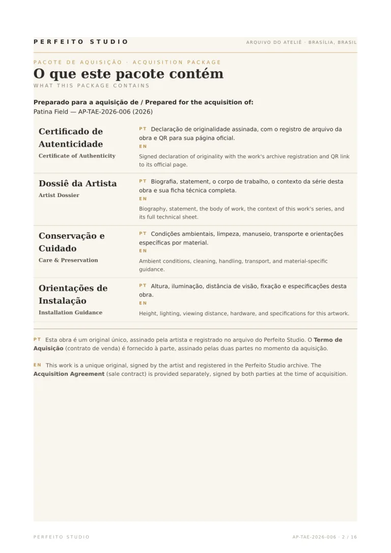 Certificate of Authenticity — Patina Field, Perfeito Studio