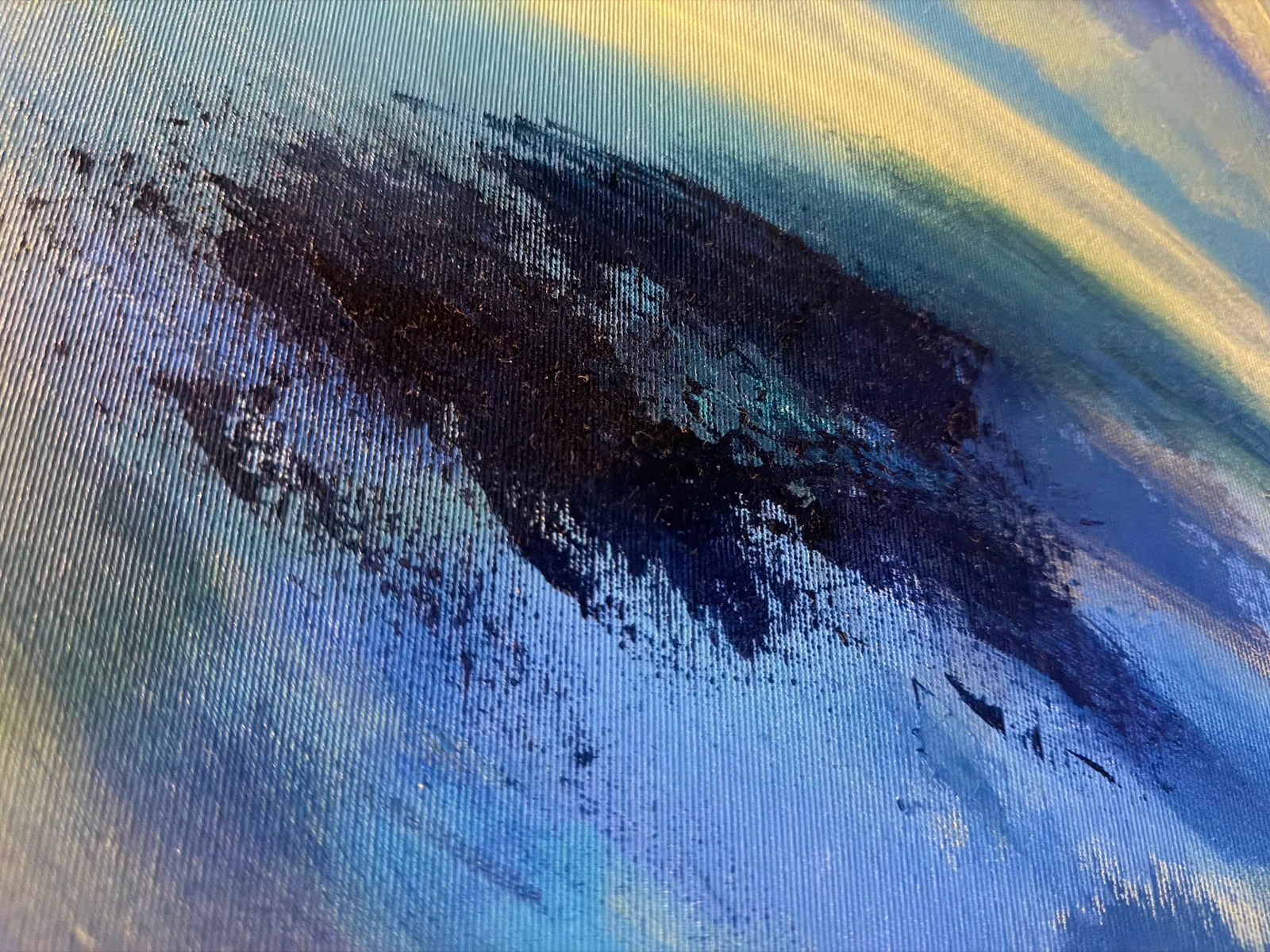 Celestial Drift (70 x 100 cm), acrílica sobre tela, detalhe de textura — Alyne Perfeito, Perfeito Studio