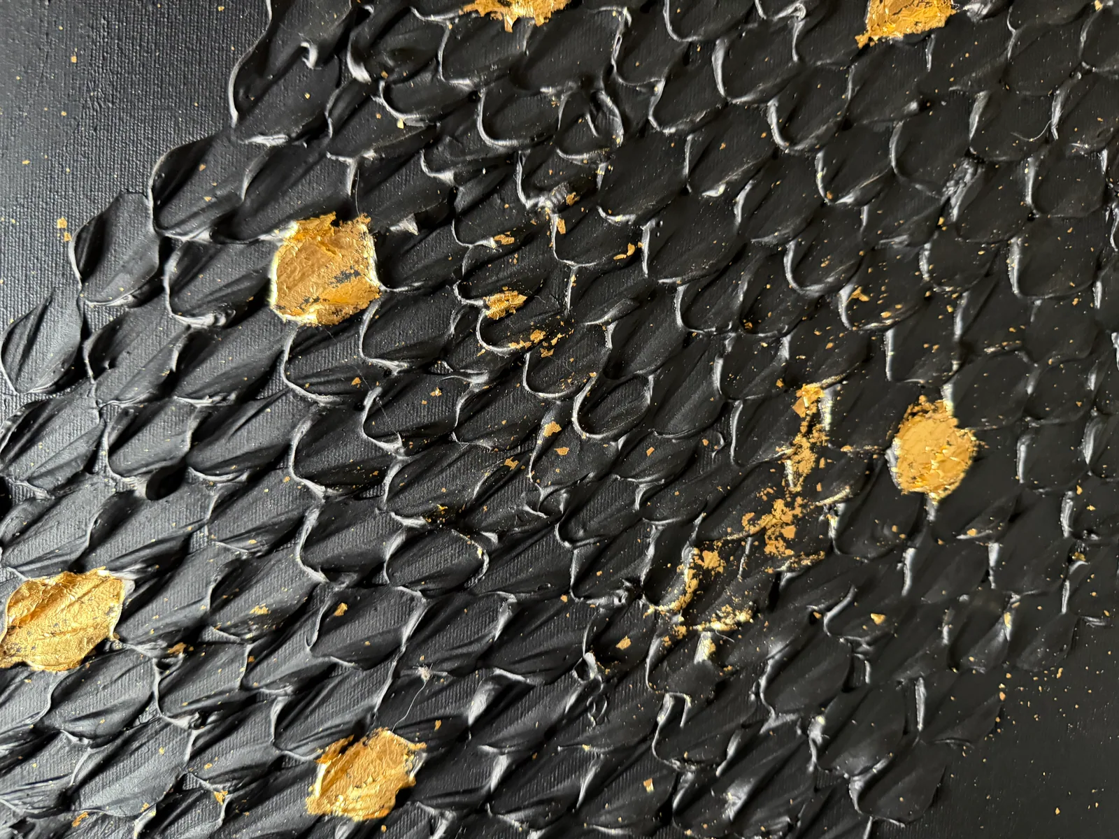 Surface detail of Golden Passage — original mixed-media artwork by Alyne Perfeito