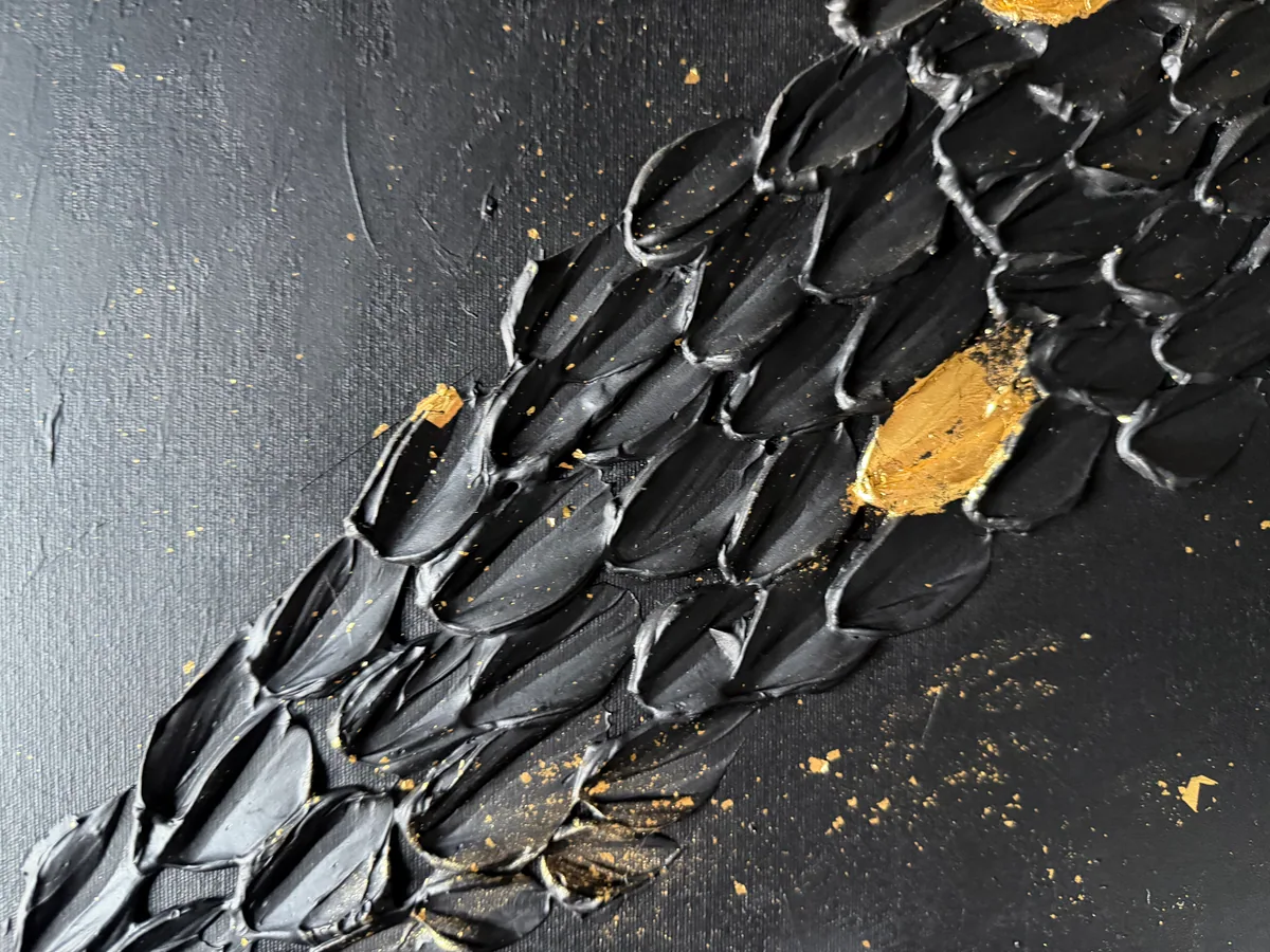 Surface detail — Golden Passage by Alyne Perfeito, 60 x 80 cm (23.6 x 31.5 in)
