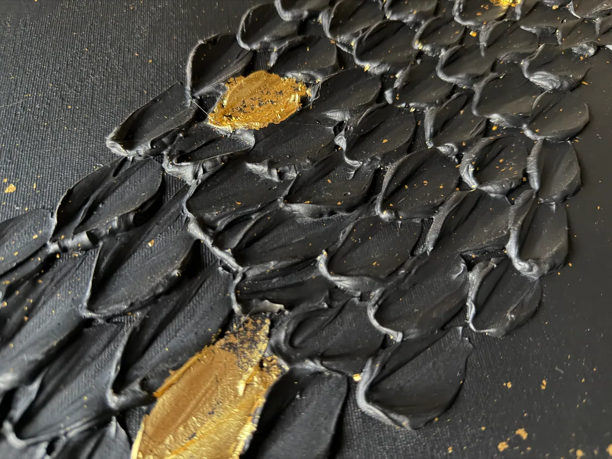 Surface detail — Golden Passage by Alyne Perfeito, 60 x 80 cm (23.6 x 31.5 in)