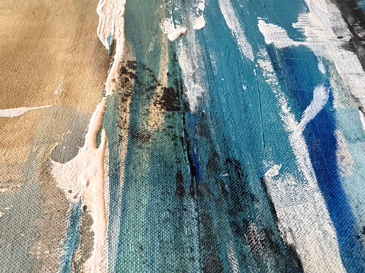 Surface detail — Patina Field by Alyne Perfeito, 100 x 100 cm (39.4 x 39.4 in)
