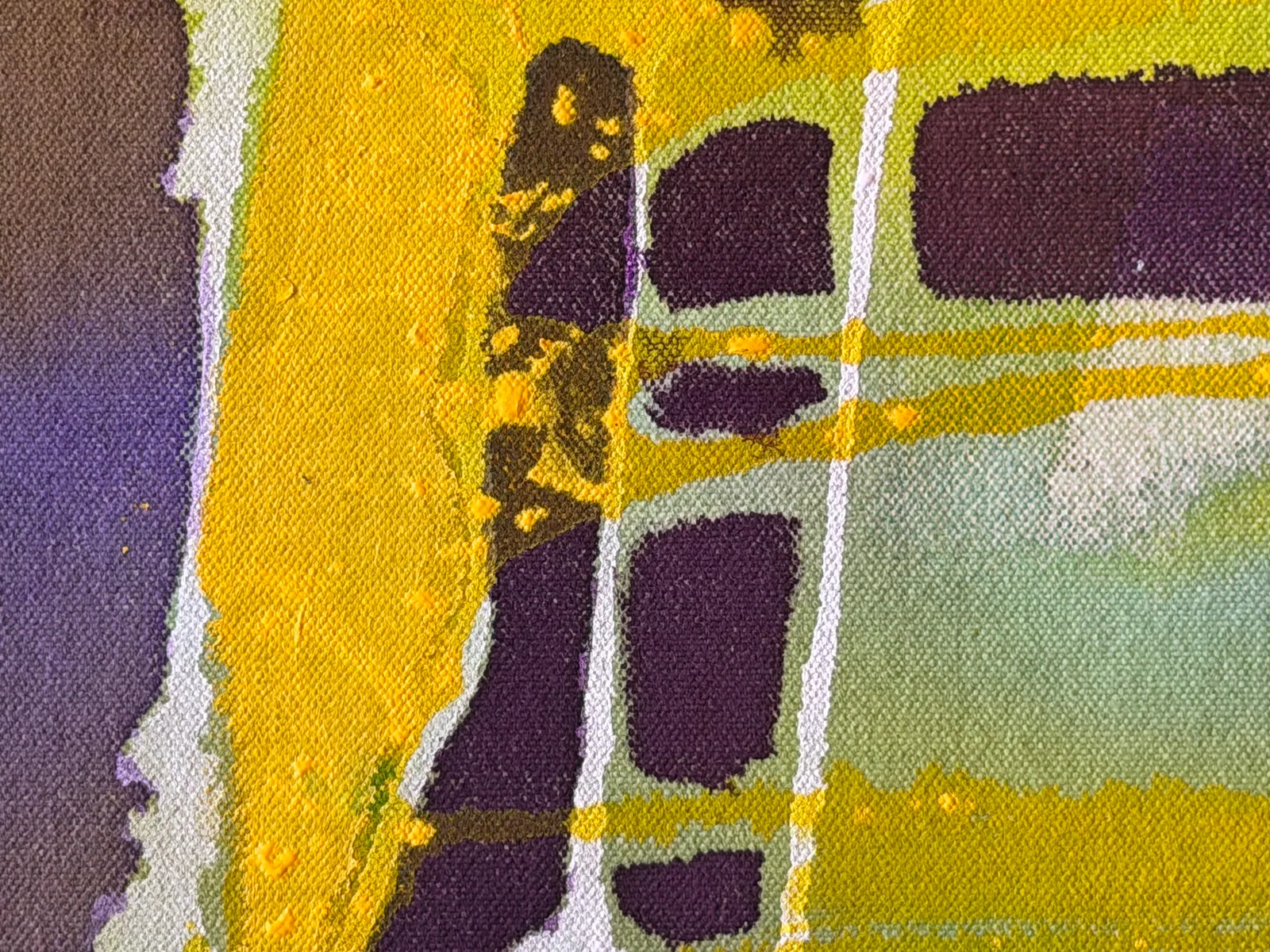 Prism Garden (100 x 100 cm), acrílica sobre tela, detalhe de textura — Alyne Perfeito, Perfeito Studio