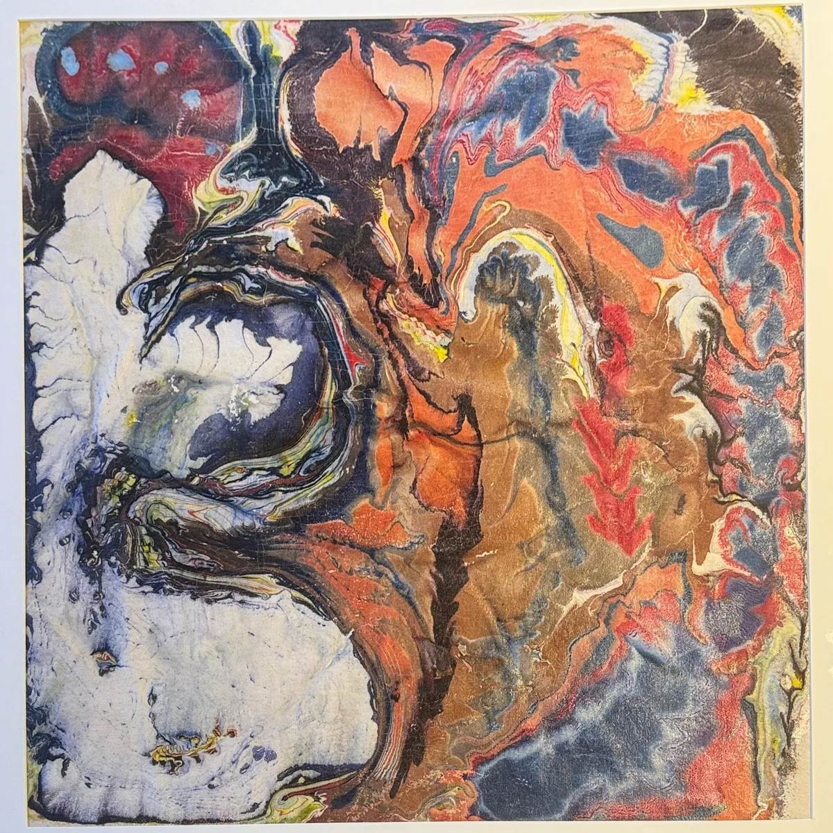 Ember Tide — original mixed-media artwork by Alyne Perfeito, 73 x 73 cm (28.7 x 28.7 in), Water & Bloom series
