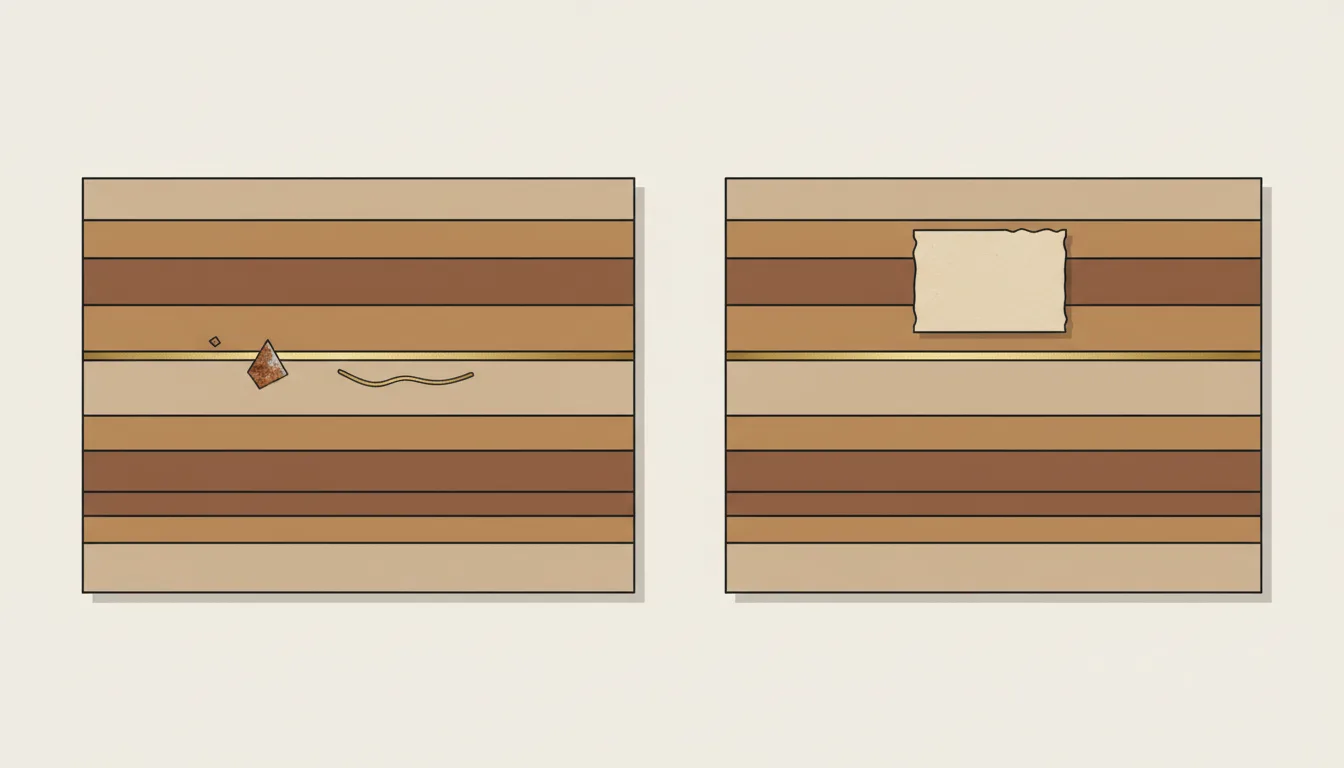 Diagrama esquemático comparando pintura em técnica mista com camadas de material sobre a tela e colagem com elementos recortados sobrepostos — Perfeito Studio