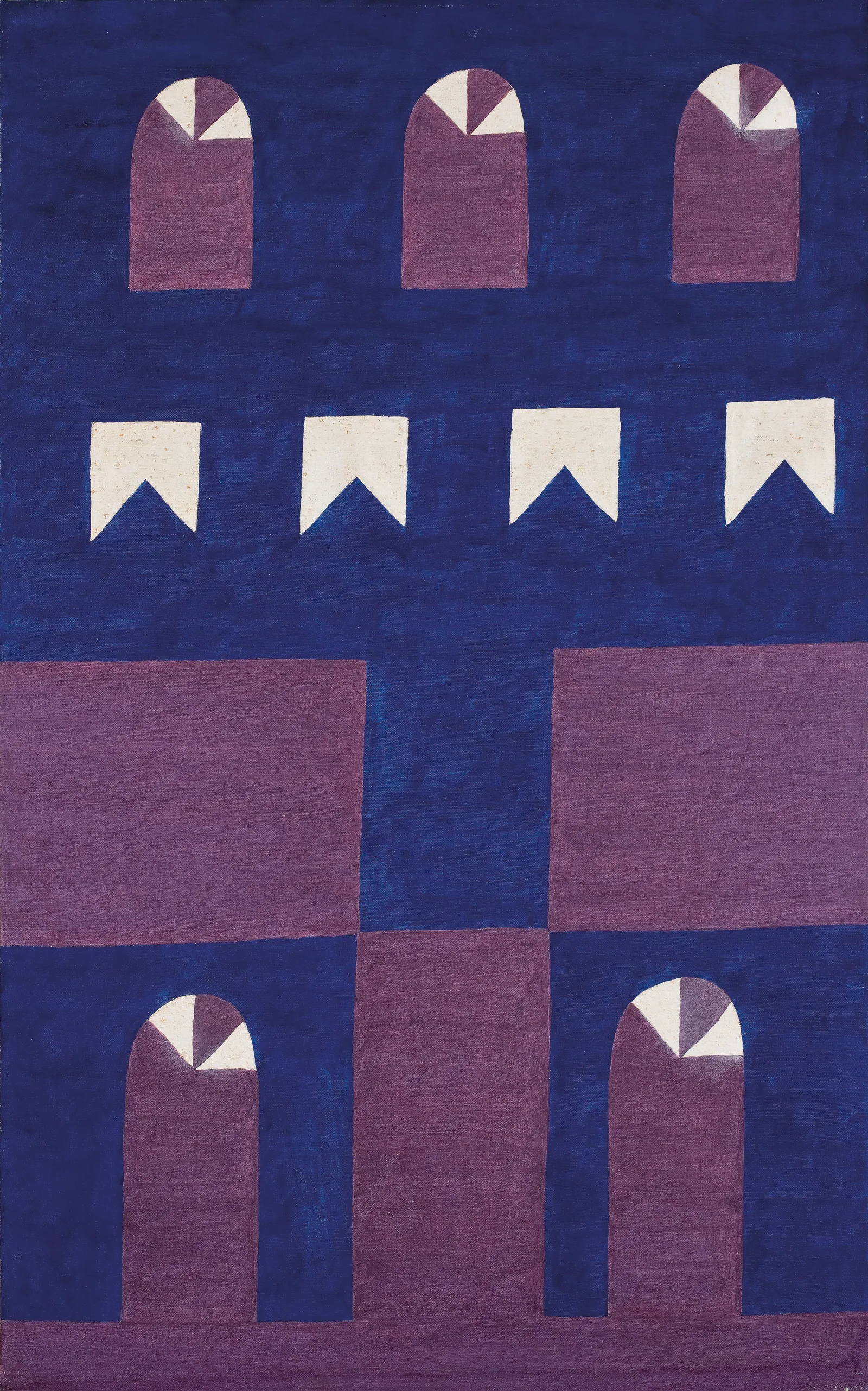 Fachada com bandeiras (Facade with Flags), tempera on canvas by Alfredo Volpi, 1959 - MASP collection