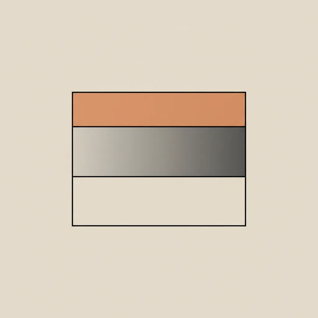 Diagrama esquemático das camadas de uma pintura em grisaille — base monocromática cinza e veladura de cor translúcida por cima — Perfeito Studio