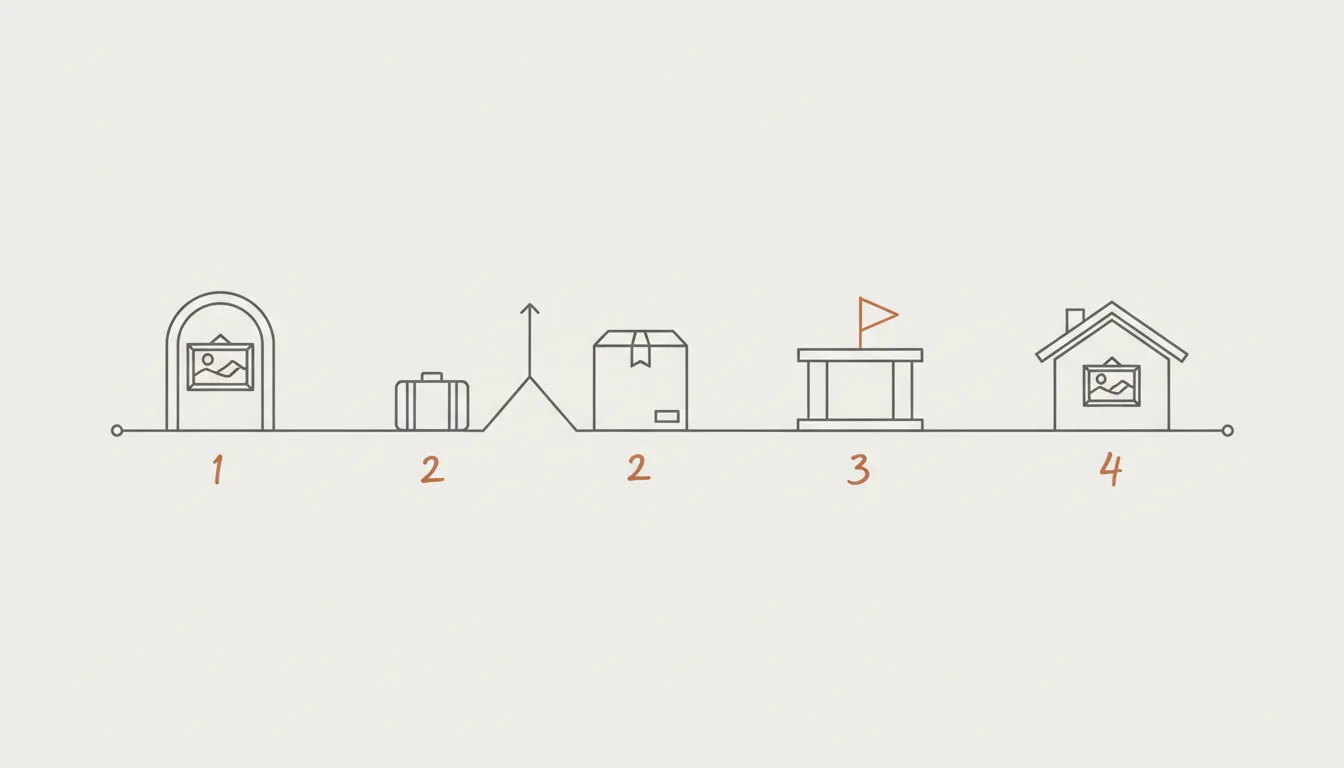 Diagrama esquemático do fluxo de uma obra de arte desde a compra no exterior até a chegada na alfândega brasileira