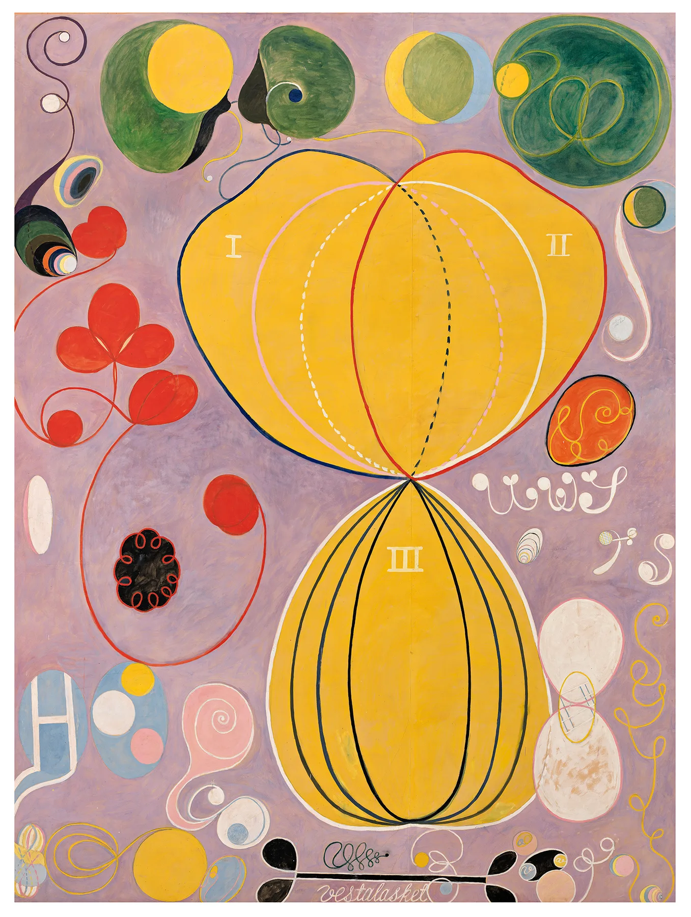 The Ten Largest, No. 7 – Adulthood, de Hilma af Klint, 1907, têmpera sobre papel montado em tela — Moderna Museet, Estocolmo (domínio público)