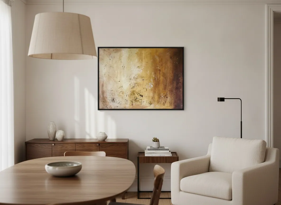 Amber Strata by Alyne Perfeito shown in an interior setting — digital visualization, Terra & Ether series