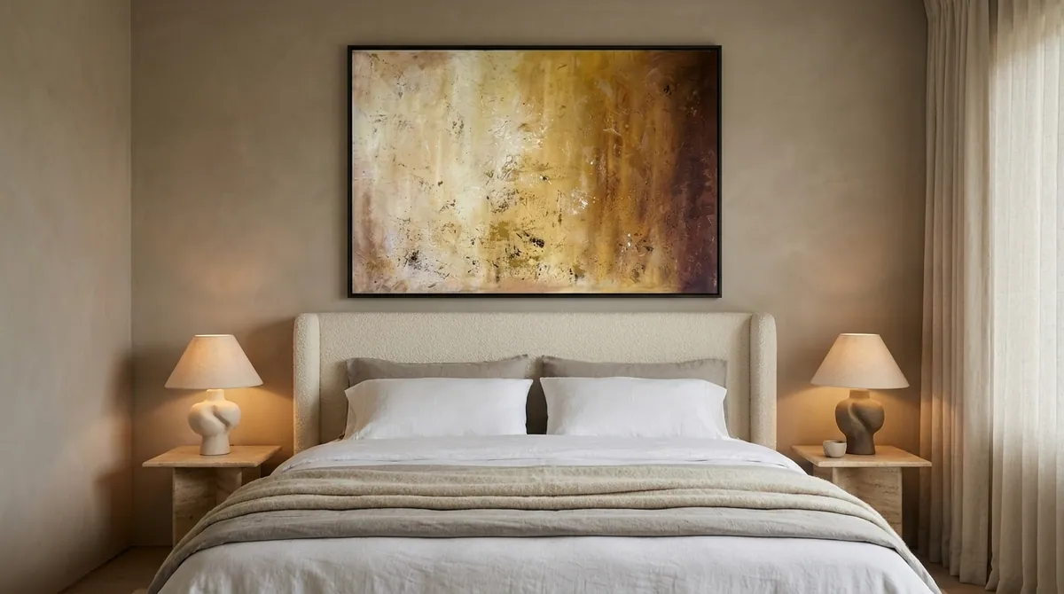 Amber Strata by Alyne Perfeito shown in a penthouse bedroom — digital visualization