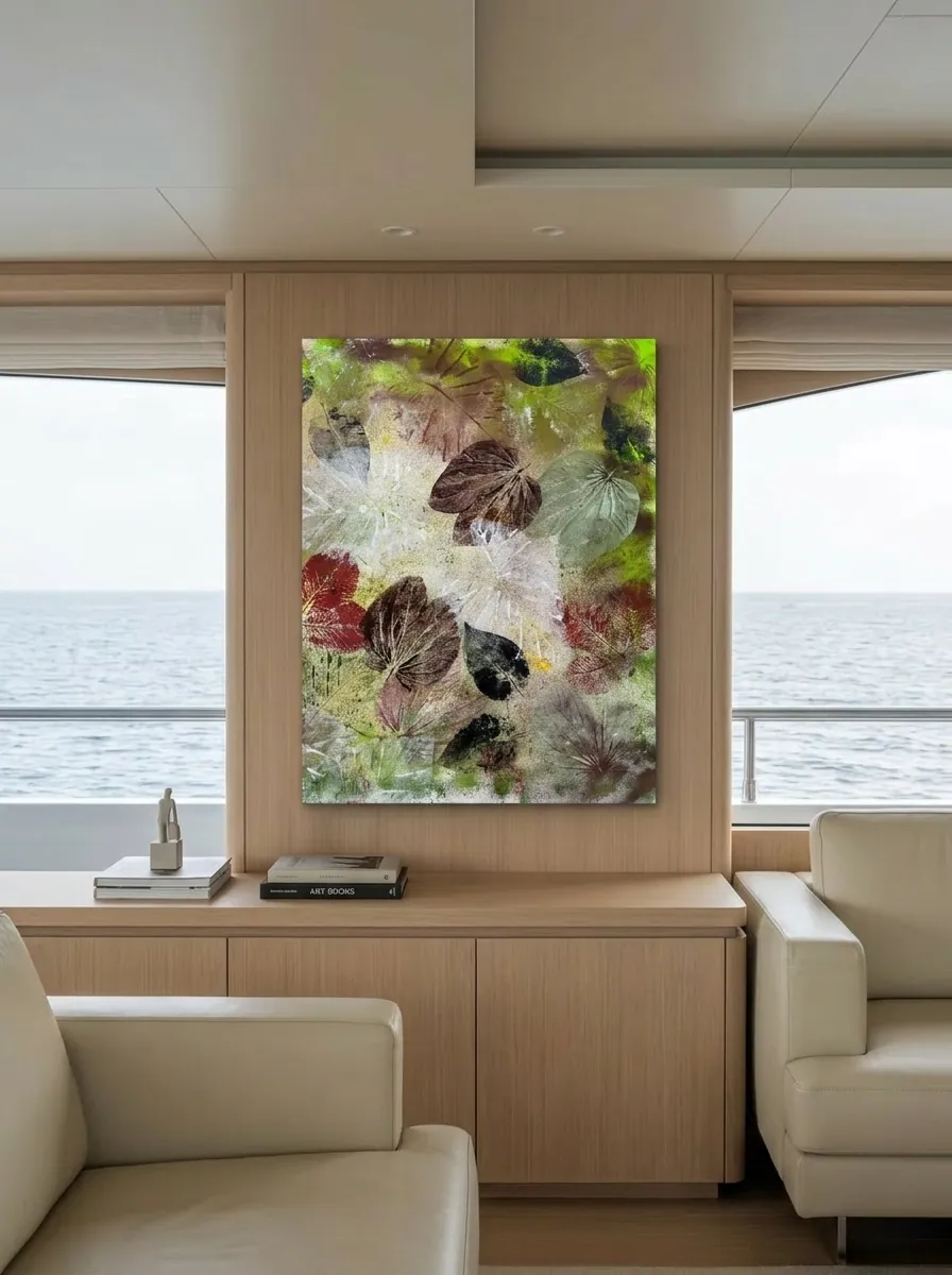 Autumn Herbarium by Alyne Perfeito shown in an interior setting — digital visualization, Terra & Ether series