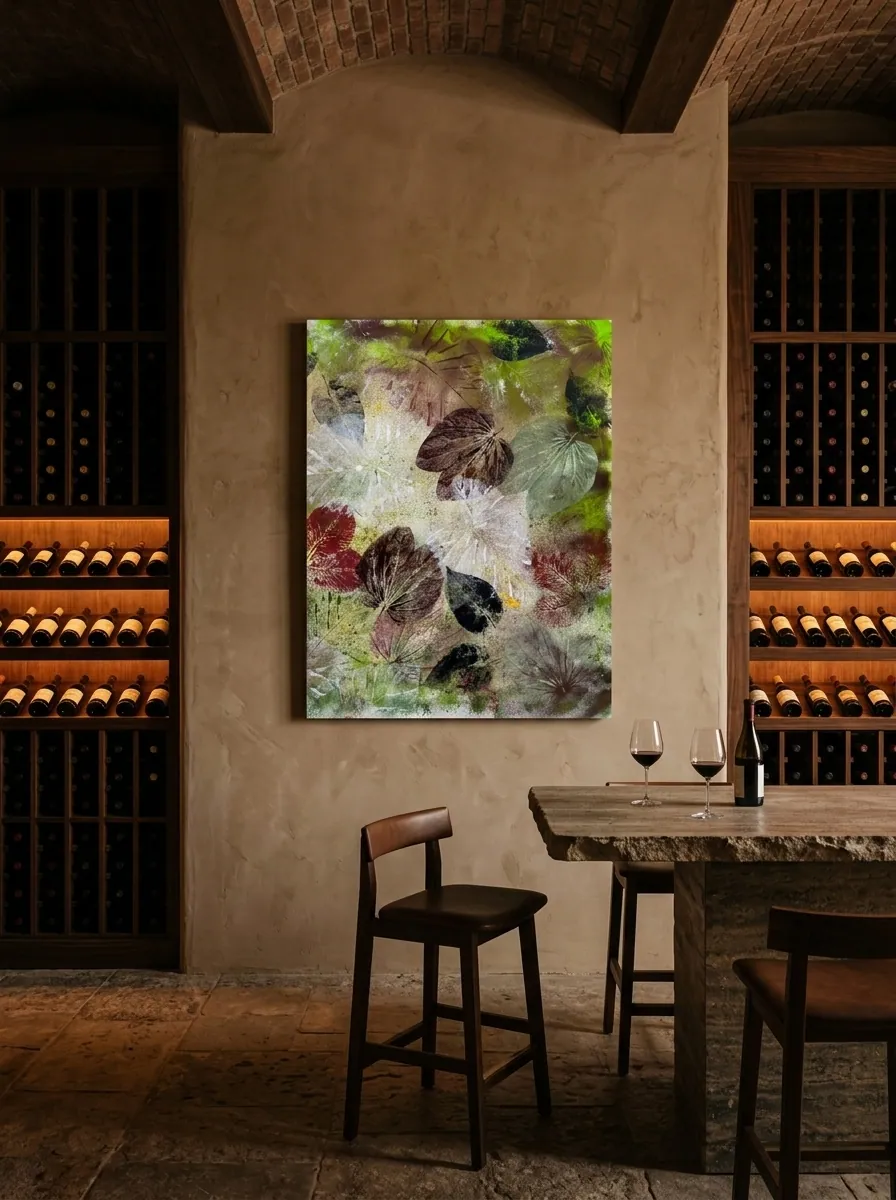 Autumn Herbarium by Alyne Perfeito shown in an interior setting — digital visualization, Terra & Ether series