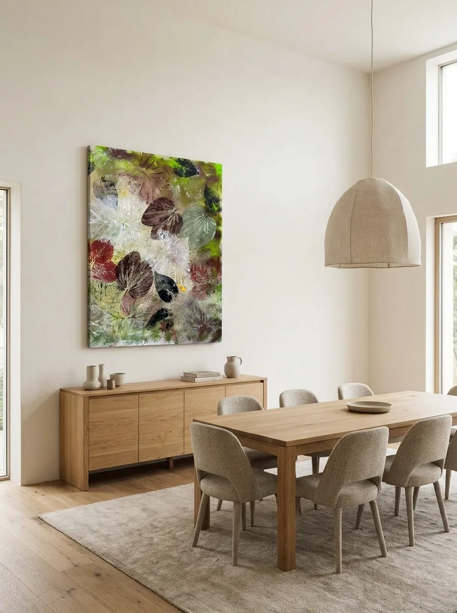 Autumn Herbarium by Alyne Perfeito shown in an interior setting — digital visualization, Terra & Ether series