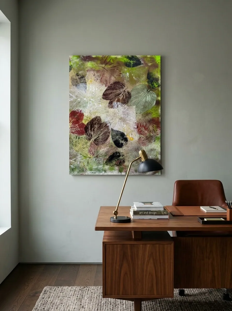 Autumn Herbarium by Alyne Perfeito shown in an interior setting — digital visualization, Terra & Ether series