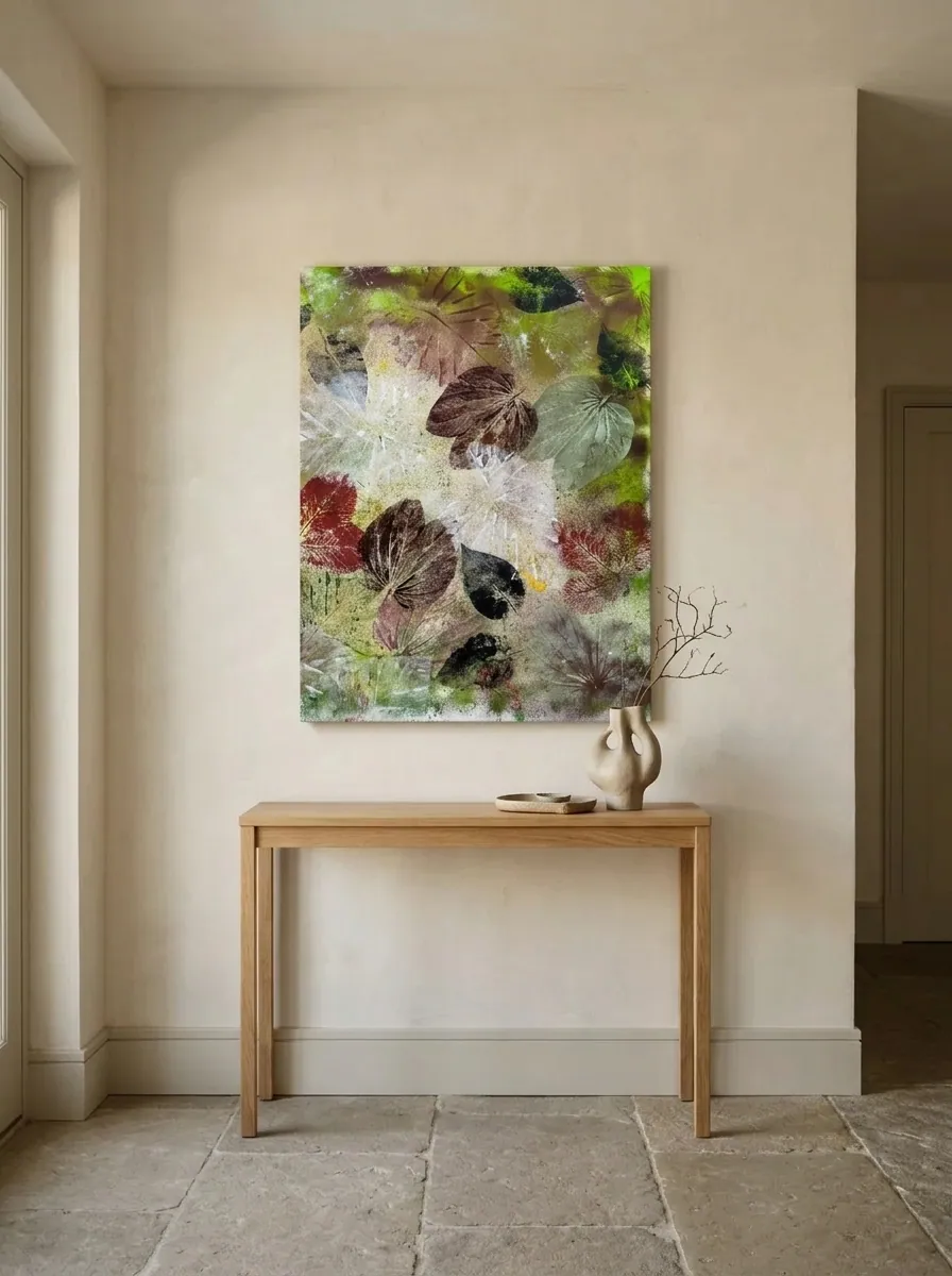 Autumn Herbarium by Alyne Perfeito shown in an interior setting — digital visualization, Terra & Ether series