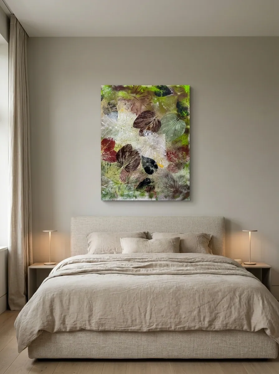 Autumn Herbarium by Alyne Perfeito shown in an interior setting — digital visualization, Terra & Ether series