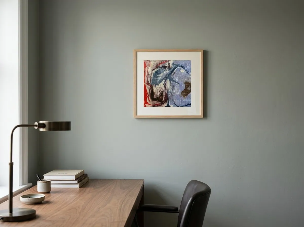 Blue Undertow by Alyne Perfeito shown in an interior setting — digital visualization, Water & Bloom series