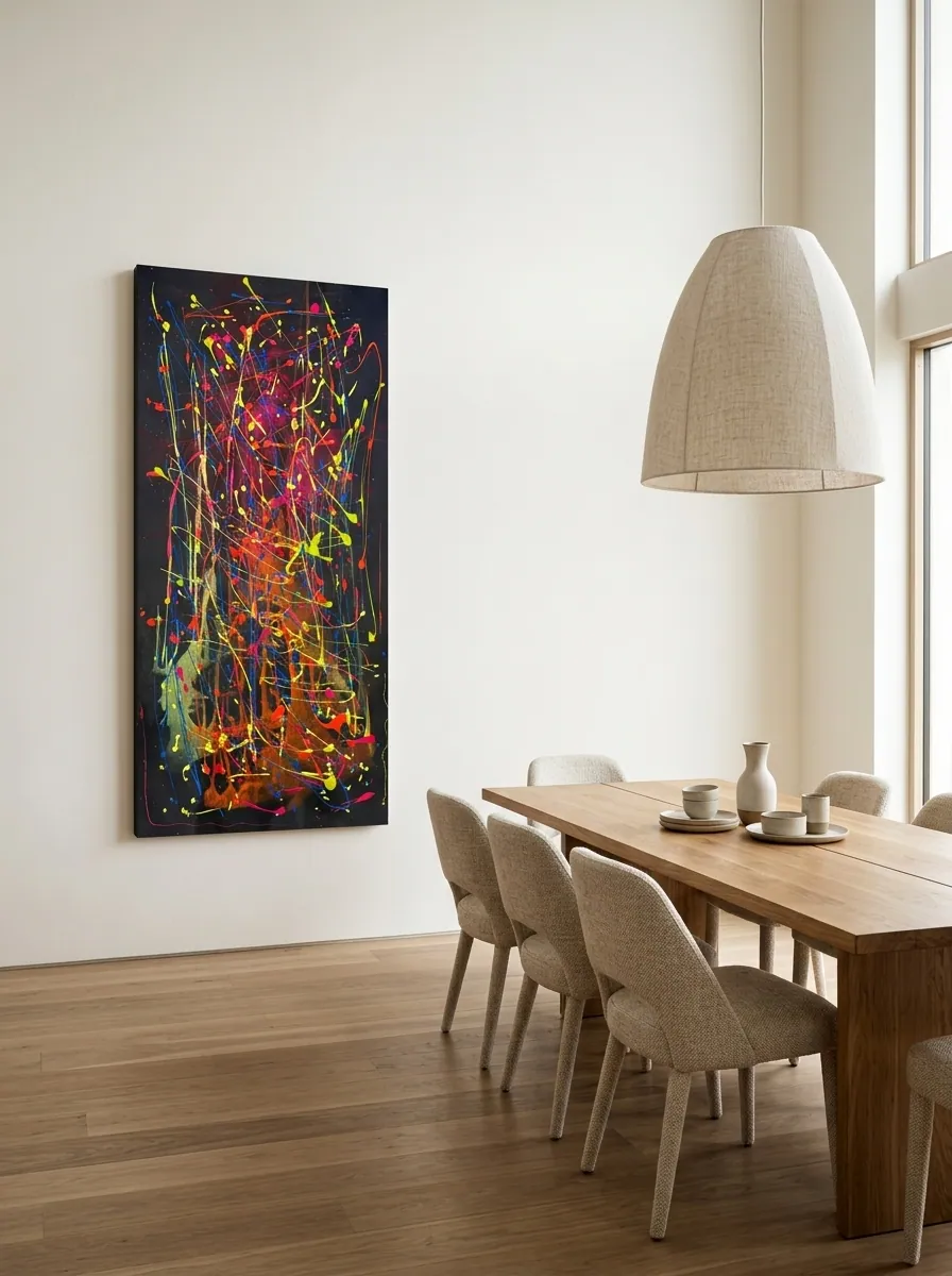 Electric Nocturne by Alyne Perfeito shown in an interior setting — digital visualization, Heart of Chaos series