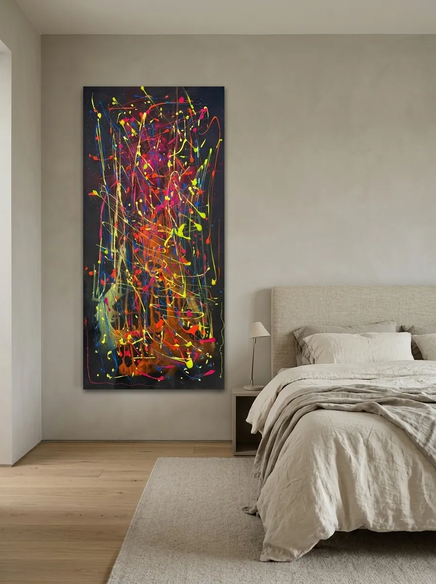 Electric Nocturne by Alyne Perfeito shown in an interior setting — digital visualization, Heart of Chaos series