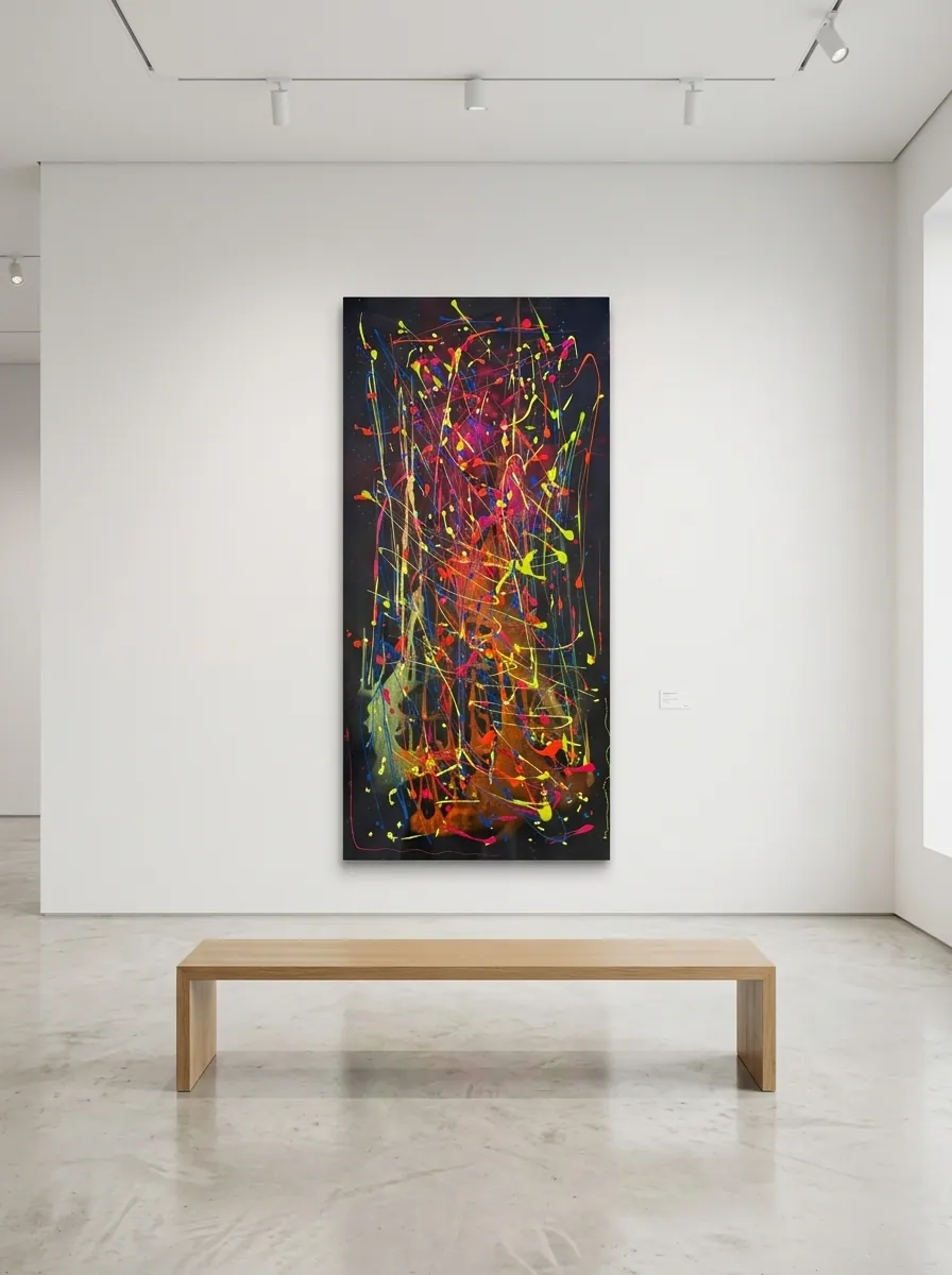 Electric Nocturne by Alyne Perfeito shown in an interior setting — digital visualization, Heart of Chaos series