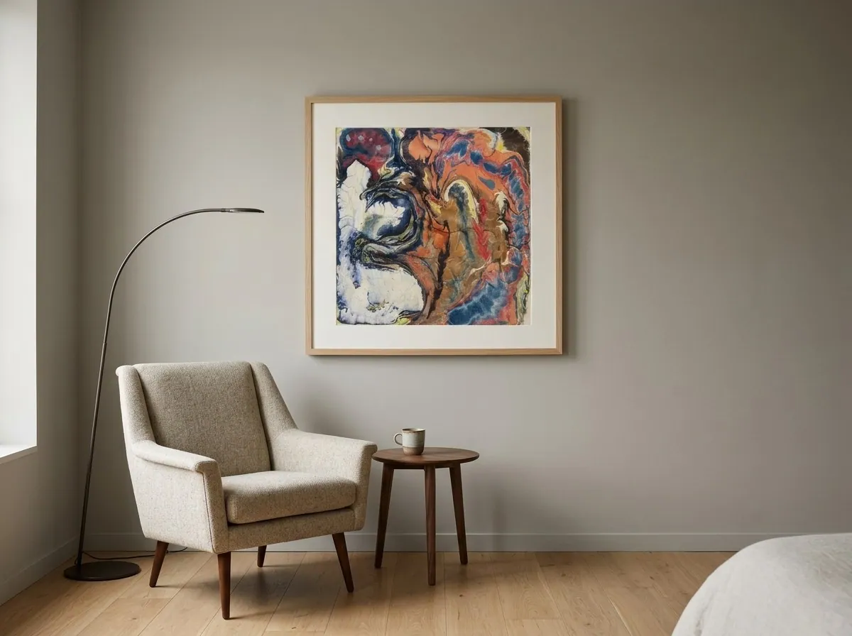 Ember Tide by Alyne Perfeito shown in an interior setting — digital visualization, Water & Bloom series