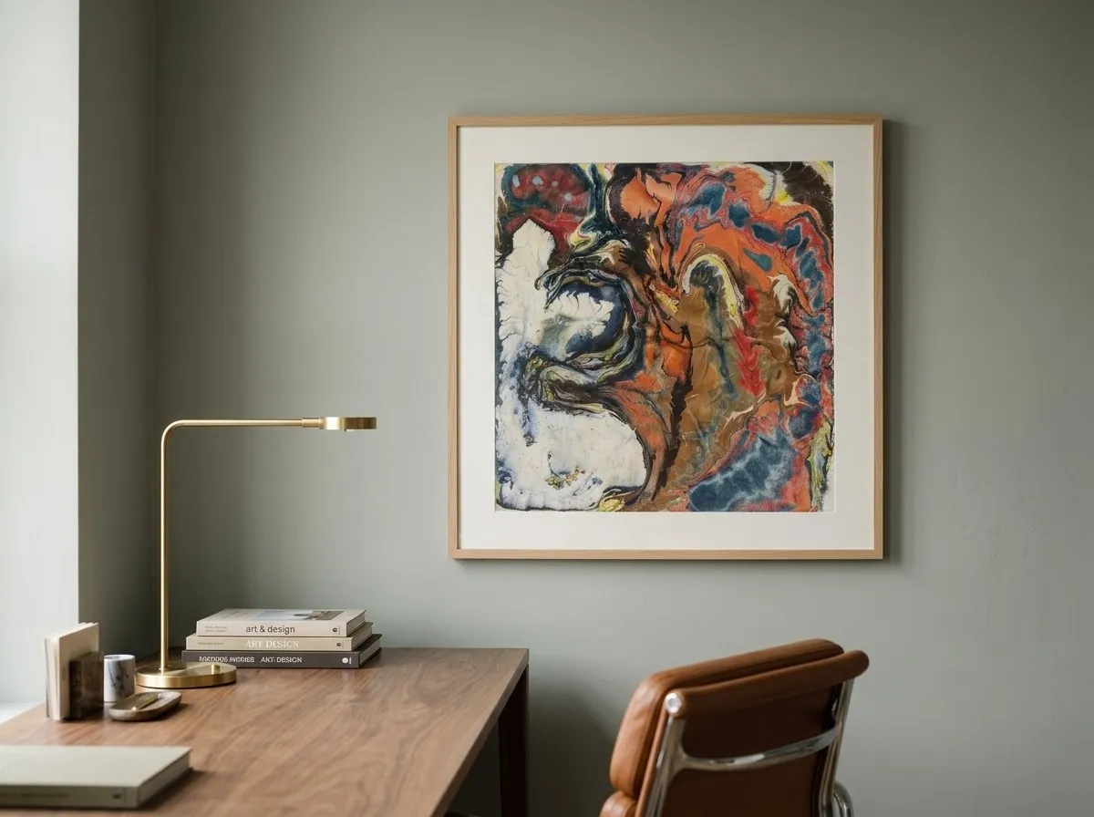 Ember Tide by Alyne Perfeito shown in an interior setting — digital visualization, Water & Bloom series