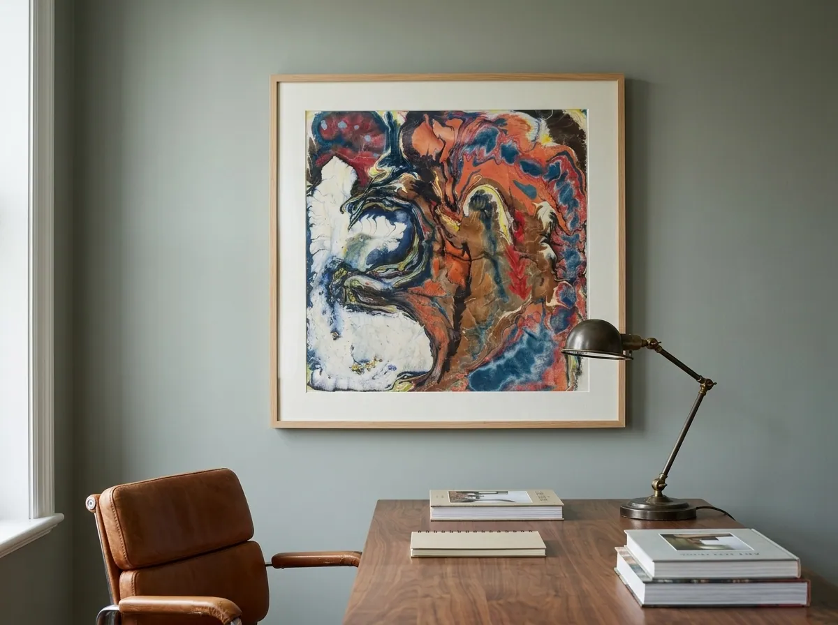 Ember Tide by Alyne Perfeito shown in an interior setting — digital visualization, Water & Bloom series