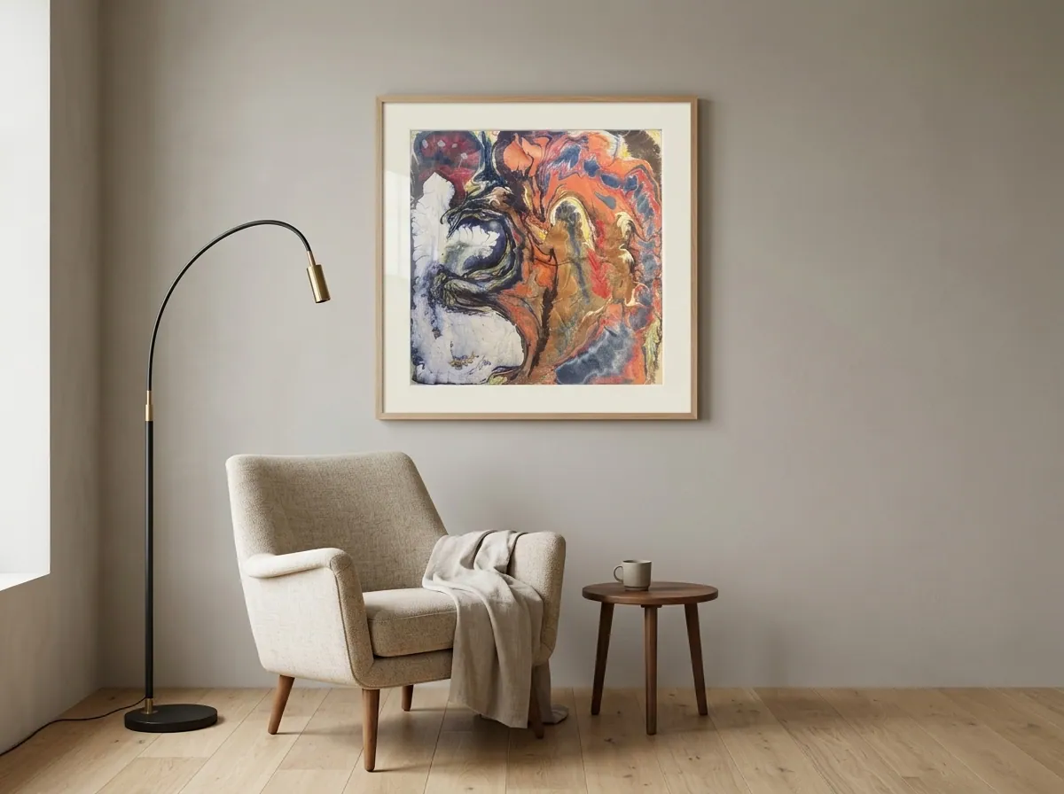 Ember Tide by Alyne Perfeito shown in an interior setting — digital visualization, Water & Bloom series