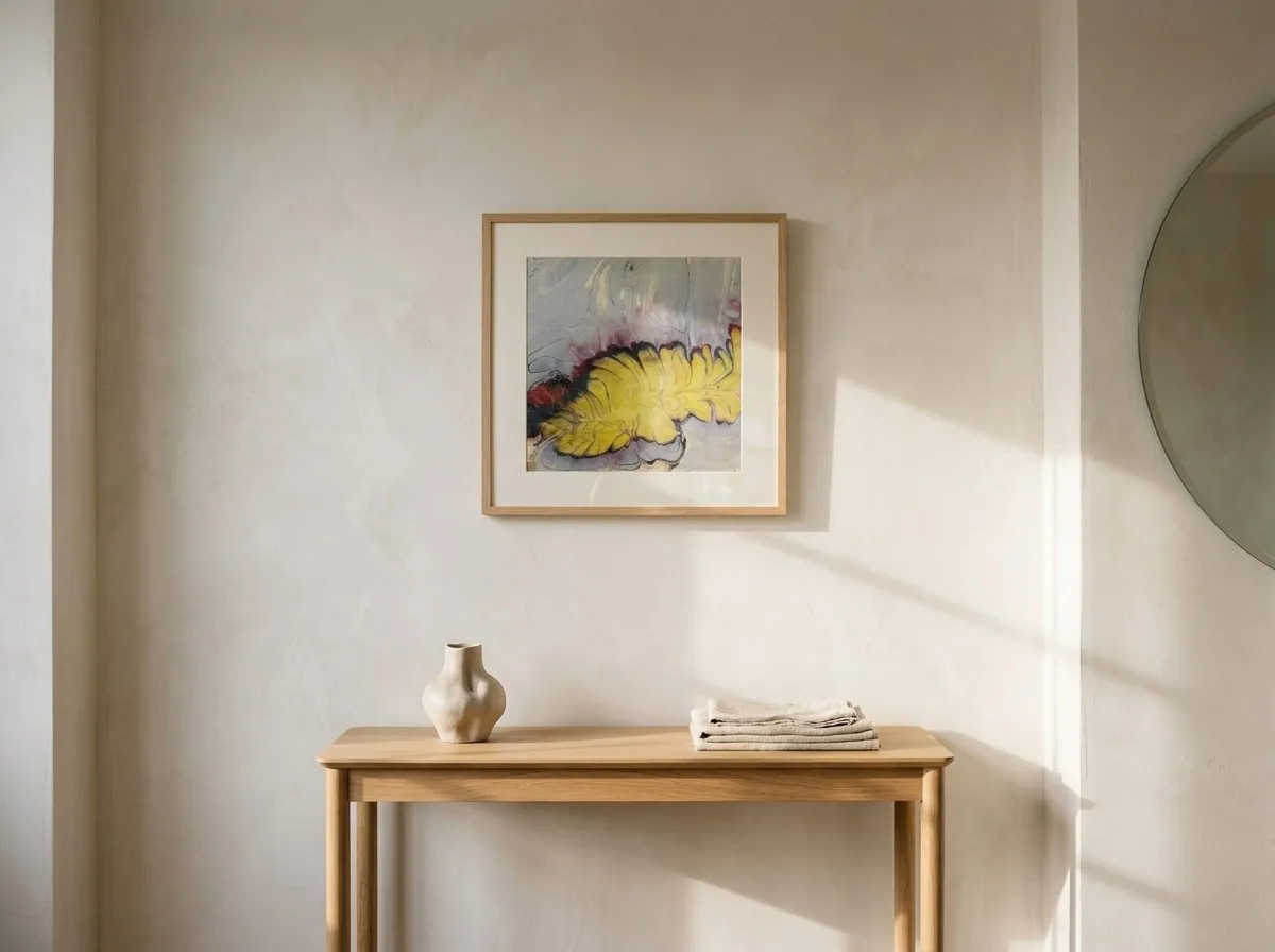 Golden Frond by Alyne Perfeito shown in an interior setting — digital visualization, Water & Bloom series