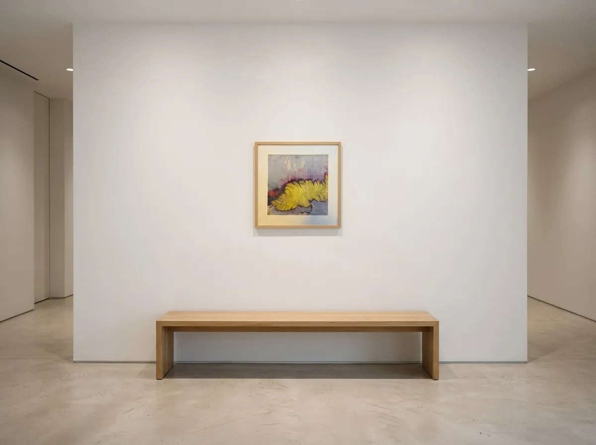 Golden Frond by Alyne Perfeito shown in an interior setting — digital visualization, Water & Bloom series