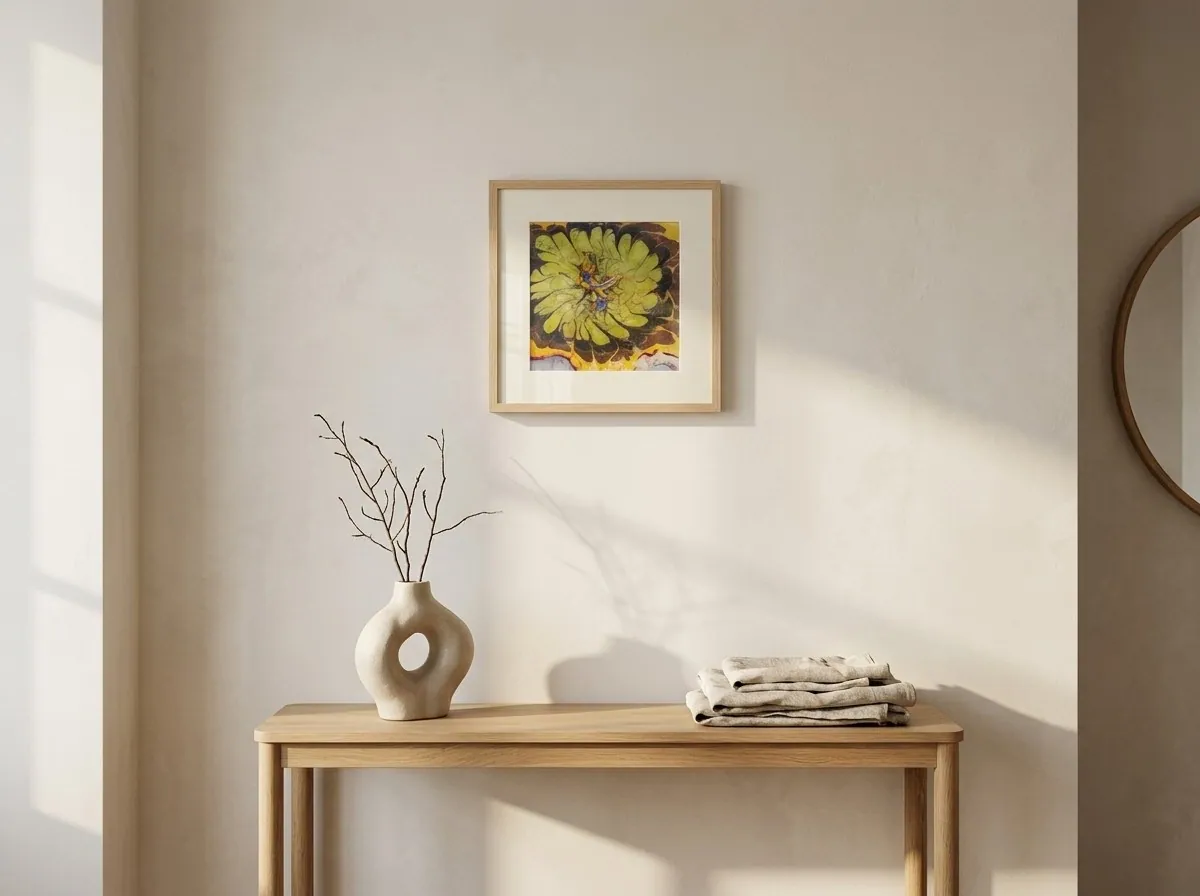 Ochre Bloom by Alyne Perfeito shown in an interior setting — digital visualization, Water & Bloom series