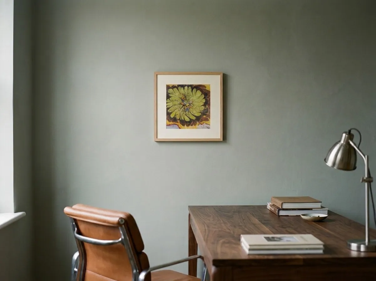 Ochre Bloom by Alyne Perfeito shown in an interior setting — digital visualization, Water & Bloom series
