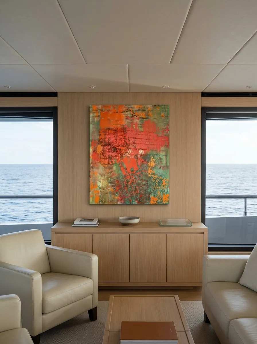 Oxide Horizon by Alyne Perfeito shown in an interior setting — digital visualization, Terra & Ether series