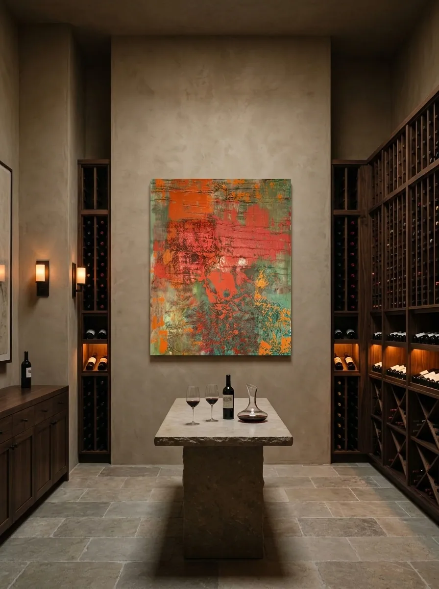 Oxide Horizon by Alyne Perfeito shown in an interior setting — digital visualization, Terra & Ether series