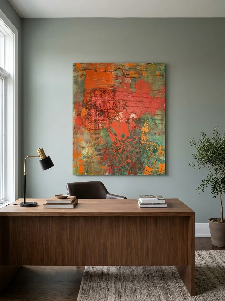 Oxide Horizon by Alyne Perfeito shown in an interior setting — digital visualization, Terra & Ether series