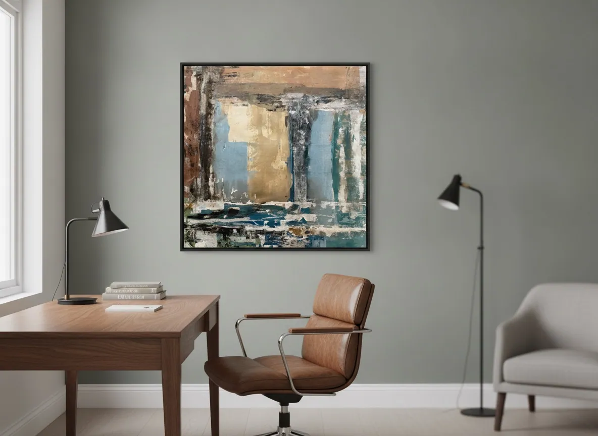 Patina Field (100 x 100 cm), acrílica sobre tela — Alyne Perfeito, Perfeito Studio