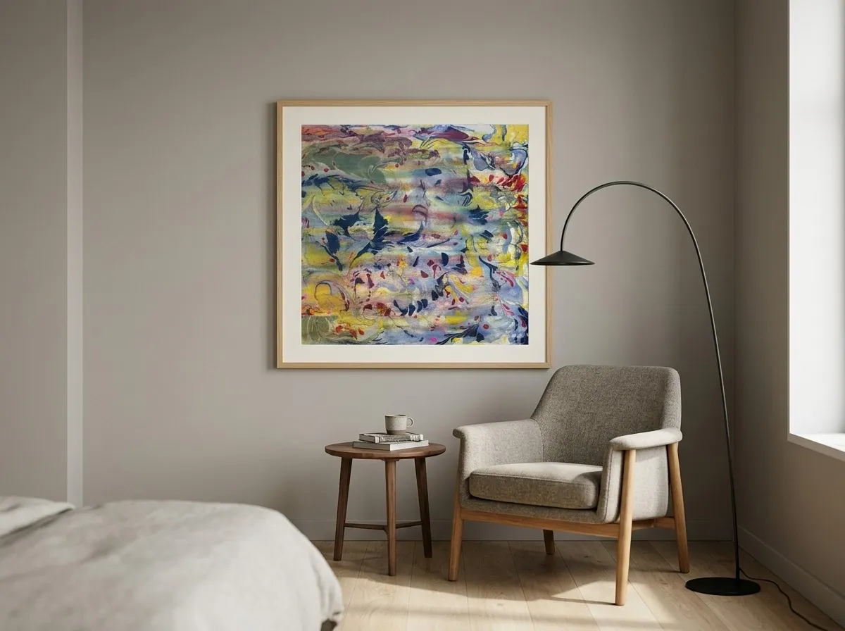 Petal Current by Alyne Perfeito shown in an interior setting — digital visualization, Water & Bloom series