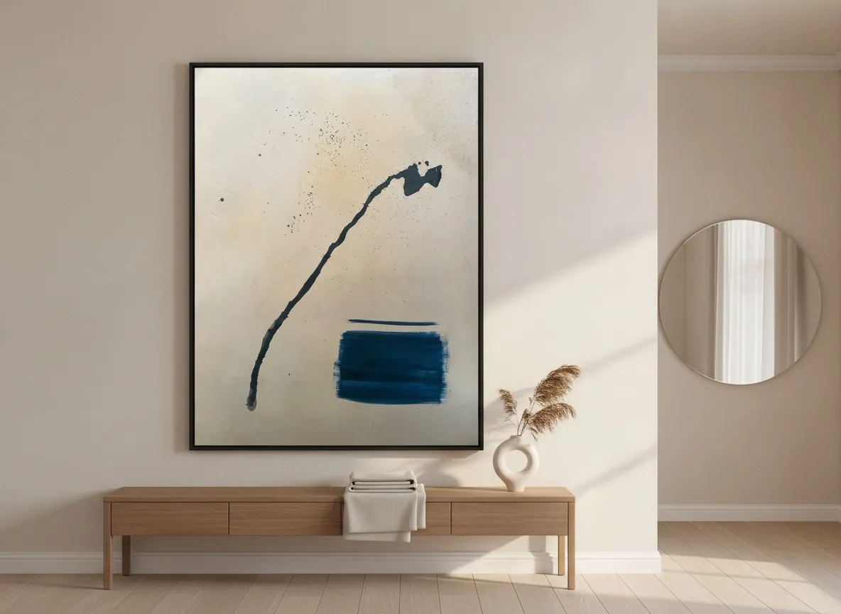 Silent Interval (120 x 160 cm), técnica mista com acrílica sobre tela — Alyne Perfeito, Perfeito Studio