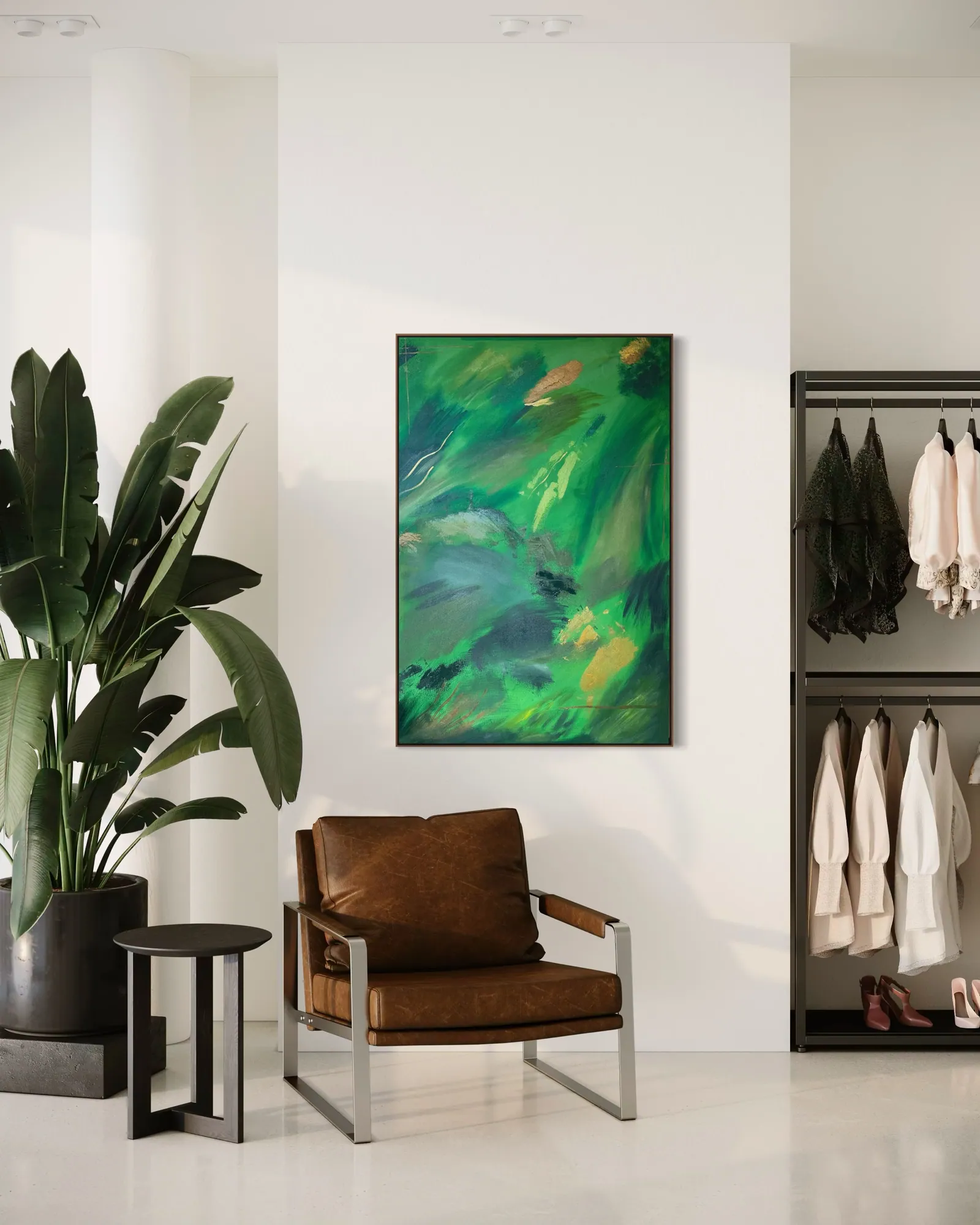 Vegetal Dawn (80 x 120 cm), acrílica sobre tela — Alyne Perfeito, Perfeito Studio