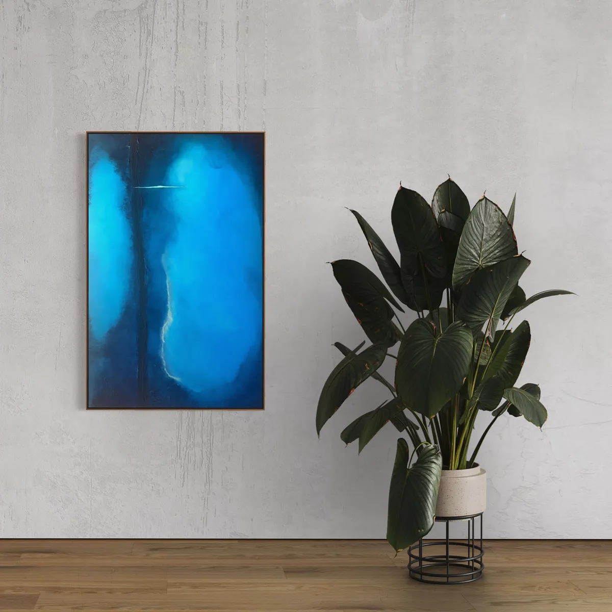 Veil of Light by Alyne Perfeito shown in an interior setting — 70 x 110 cm (27.6 x 43.3 in), Luminous Rebirth series