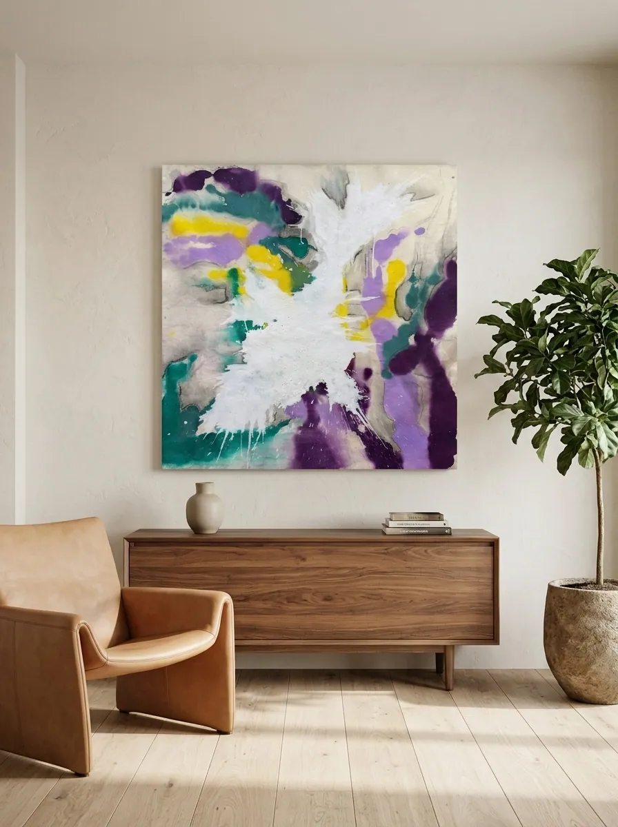 Violet Tempest by Alyne Perfeito shown in an interior setting — digital visualization, Luminous Rebirth series