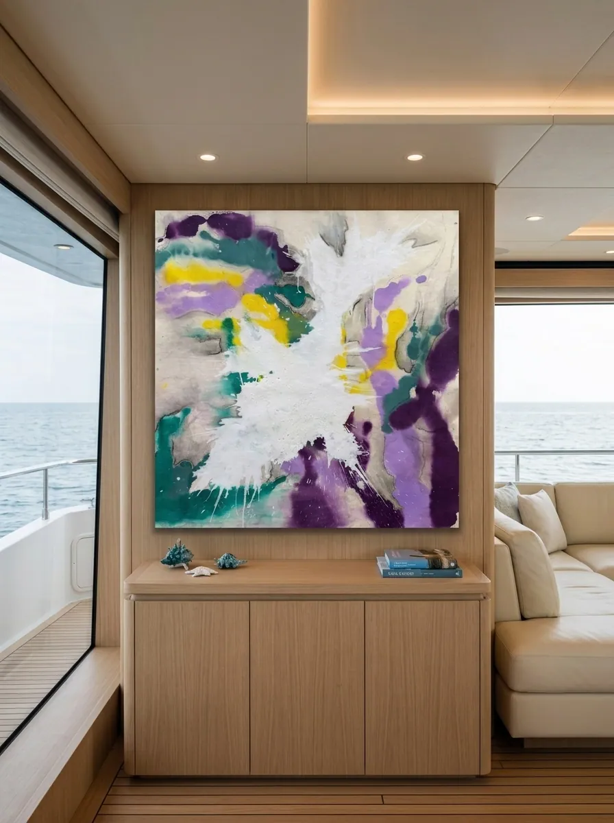 Violet Tempest by Alyne Perfeito shown in an interior setting — digital visualization, Luminous Rebirth series