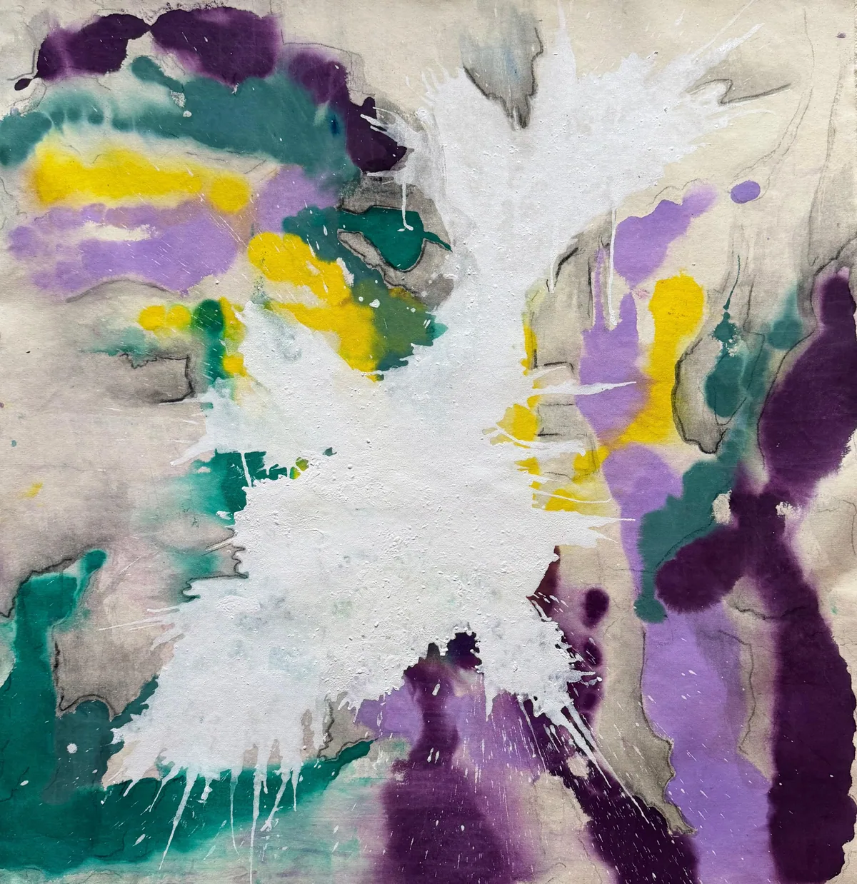 Violet Tempest, original mixed-media artwork by Alyne Perfeito, 100 x 100 cm (39.4 x 39.4 in), Luminous Rebirth series, 2026